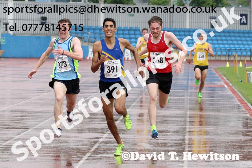 Mens under-20s 1500 metres, Northern Championships, Sport City, Manchester. Photo: David T. Hewitson/Sports for All Pics